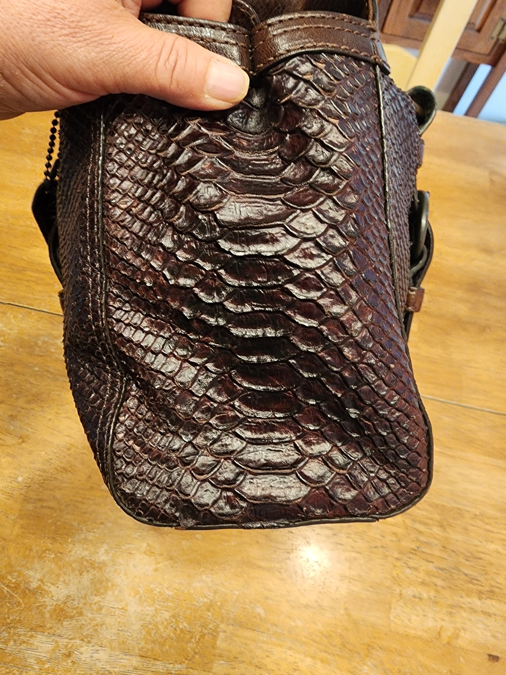 2007 limited edition Coach Chelsea Satchel featuring dark brown python-embossed - Picture 8 of 16